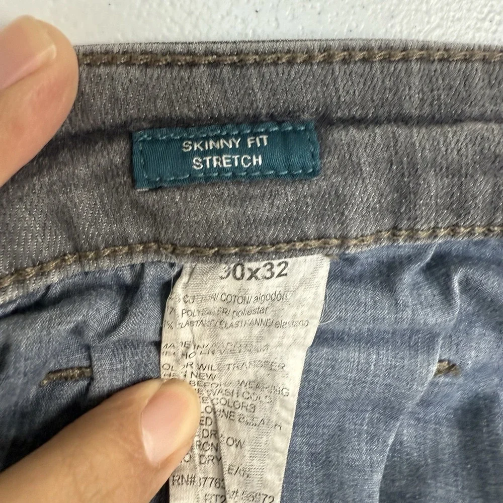 Perry Ellis Skinny Fit Stretch Jeans Men's 30x30 Gray Cotton Blend Low Rise